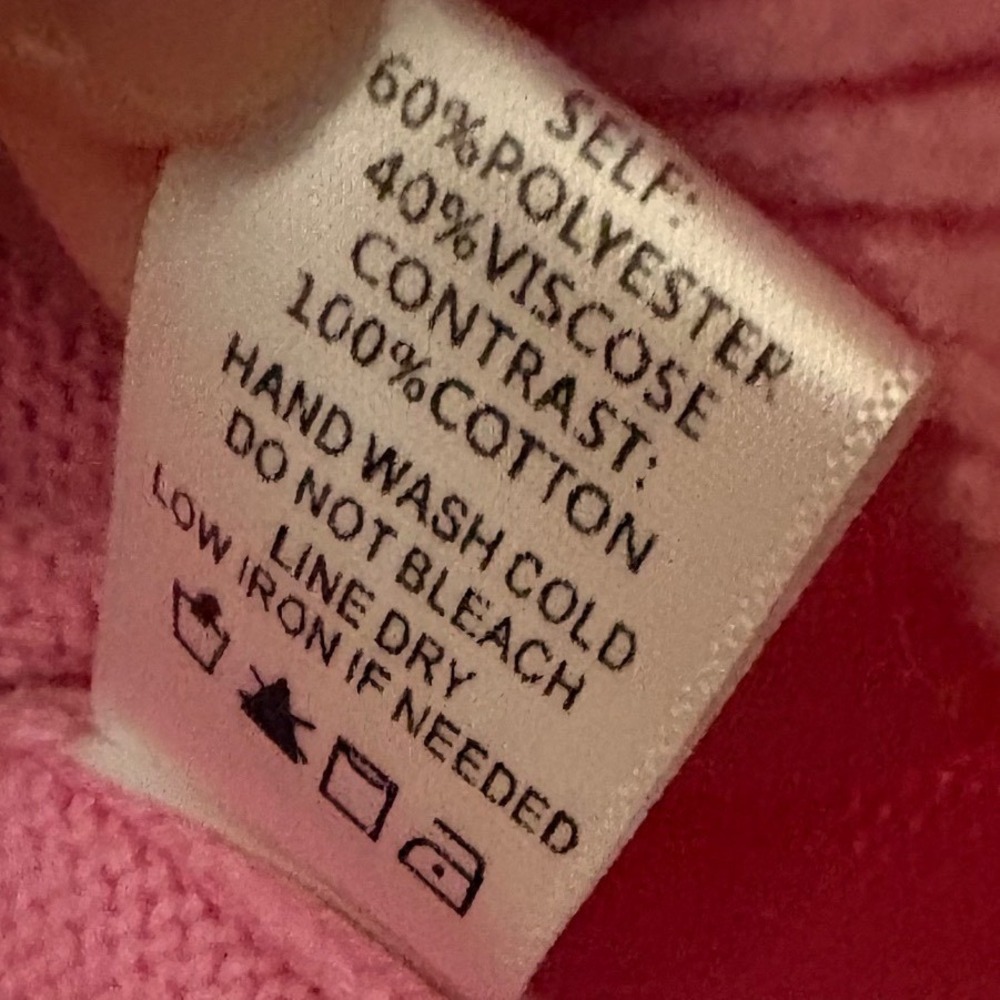 Lalavon Pink Bow V-Neck Puff Sleeve Knit Sweater Top Womens Large ILT3706 - Picture 5 of 6